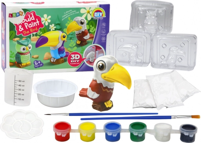 Kit artistique créatif 3D Oiseaux plâtre et peintures