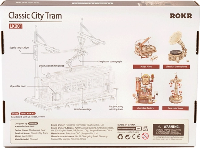 Puzzle mécanique en bois 3D RoboTime Tramway