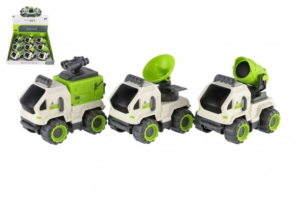 Voiture en plastique spatial 7x10cm avec volant d'inertie 3 types