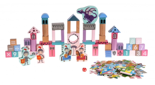 Château en bois avec chevaliers pour enfants 3+
