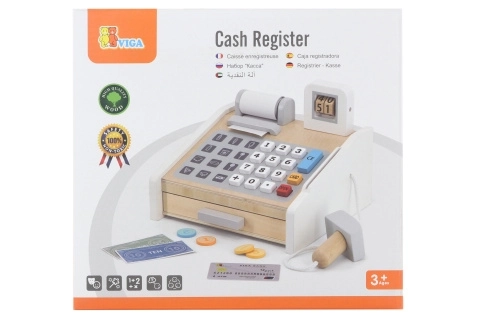Caisse enregistreuse en bois VIGA gris-blanc