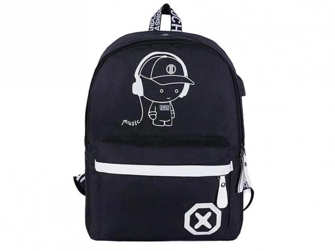 Cartable scolaire avec motif musical et USB