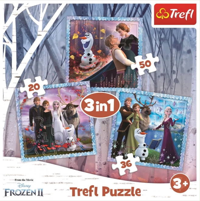 TREFL Puzzle La Reine des neiges 2 : Histoire magique 3 en 1 (20,36,50 pièces)