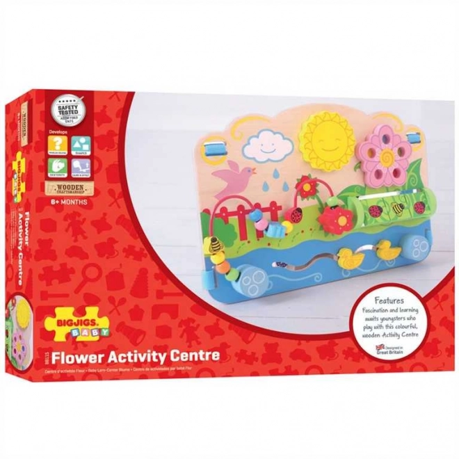 Bigjigs Baby Planche moteur en bois fleurs