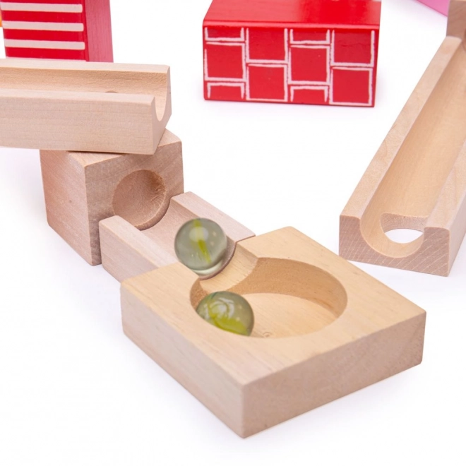 Bigjigs Toys Piste de billes en bois colorée