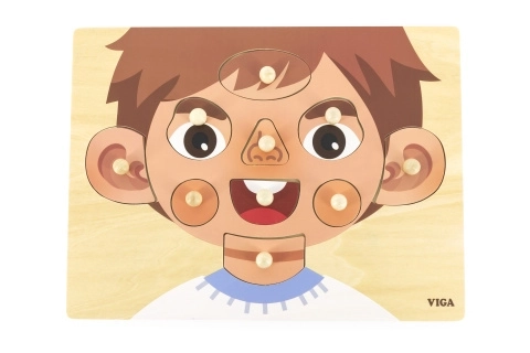 Puzzle en bois à encastrer visage pour enfants VIGA