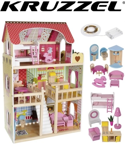 Maison de poupée en bois avec équipements 90 cm