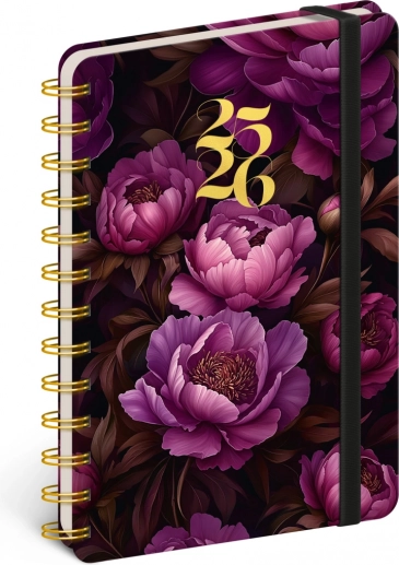 Agenda spirale 18 mois Petito – Fleurs violettes 2025/2026