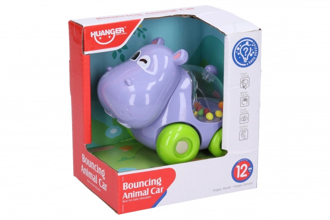 Hochet hippopotame sur roulettes 11 cm