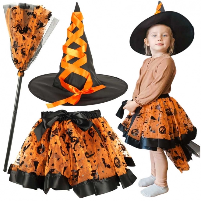 Costume de sorcière de carnaval orange