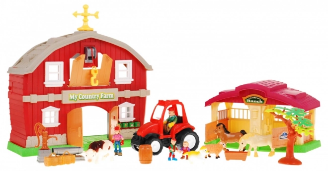 Ferme pour enfants Grange avec sons + tracteur - 18 pièces