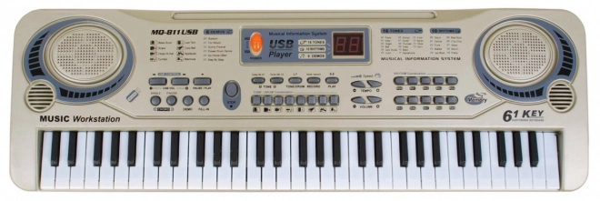 Clavier beige pour enfants 5+ Microphone + enregistrement + USB MP3 - modèle n° 811