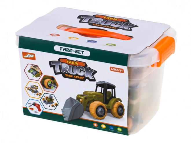 Ensemble fermier avec tracteurs et animaux domestiques