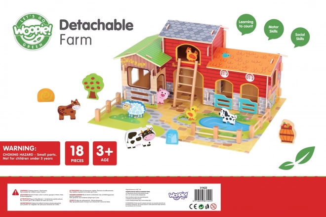 Mega Ferme figurines d'animaux étable et poulailler 18 pcs