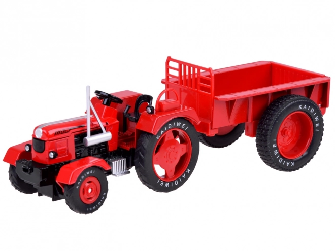 Tracteur métallique rouge avec roues en caoutchouc 1:18