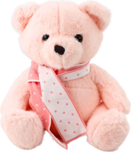 Ourson en peluche rose avec écharpe 35 cm