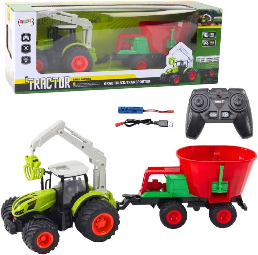 Tracteur RC avec semoir et grappin rotatif 2,4 GHz