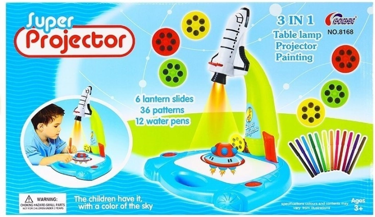 3‑en‑1 : projecteur, veilleuse et kit de dessin