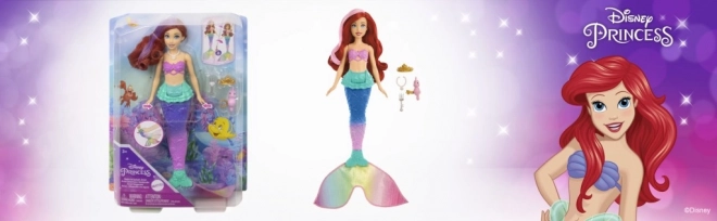 MATTEL Disney Princesse poupée Ariel petite sirène nage, change de couleur