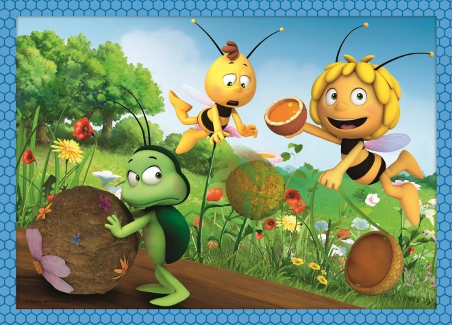 TREFL Puzzle Maya l'Abeille : Aventures 4 en 1 (12, 15, 20, 24 pièces)