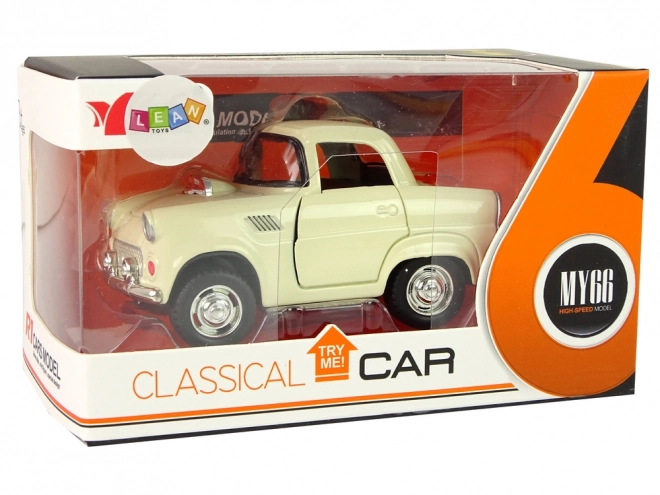 Voiture classique en métal avec portes ouvrantes et son