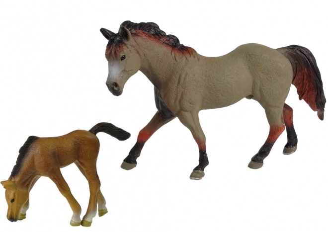 Ensemble Figurine Cheval et Poulain Race Capricorne avec Enclos