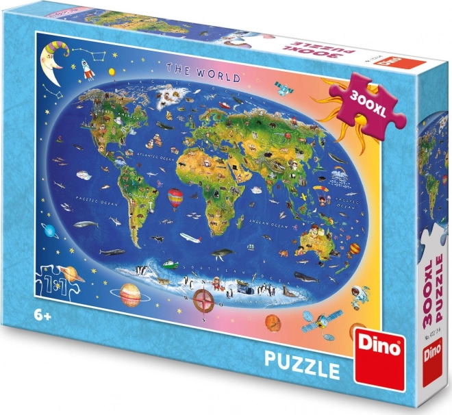 Puzzle carte enfant Dino 300 pièces XL