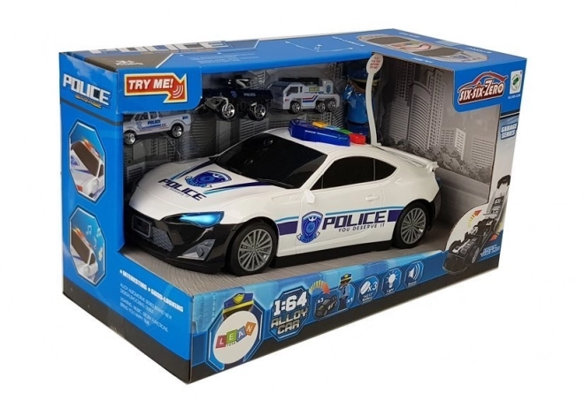 Voiture de police avec garage 2 en 1 avec son et lumières