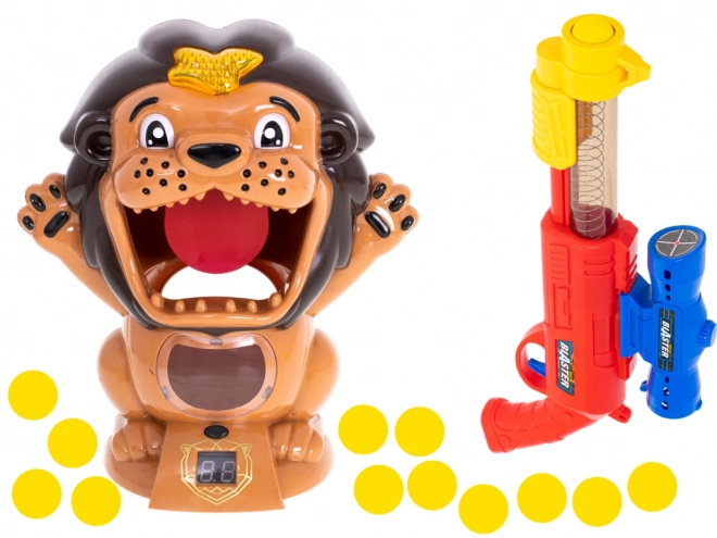 Tir sur cible de lion avec pistolet