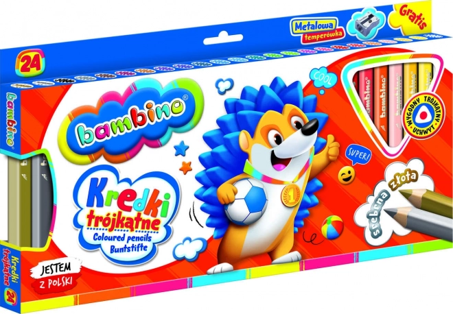 Crayons triangulaires avec taille-crayon Bambino - 24 pièces