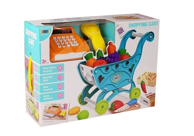 Chariot de courses et caisse enregistreuse pour enfants avec accessoires