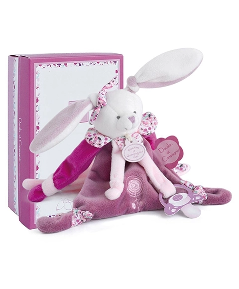 Ensemble cadeau lapin avec attache tétine 17 cm