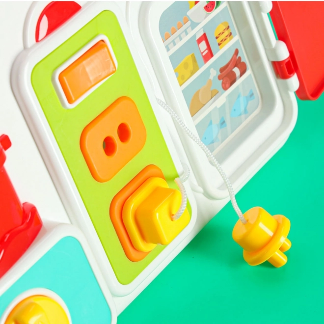 Tableau Montessori avec éléments de cuisine et apprentissage de l'heure