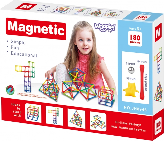Blocs de construction magnétiques Woopie Puzzle créatif 180 pcs