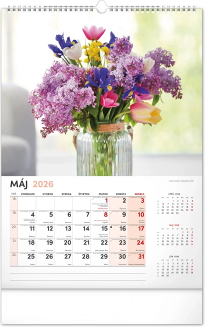 Calendrier mural Fleurs 2026