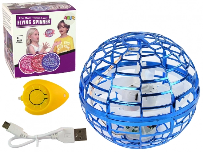 Boule volante et rotative bleue Flynova LED 10 cm