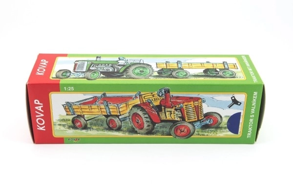Tracteur Zetor avec remorque verte à clé en métal 28cm Kovap en boîte