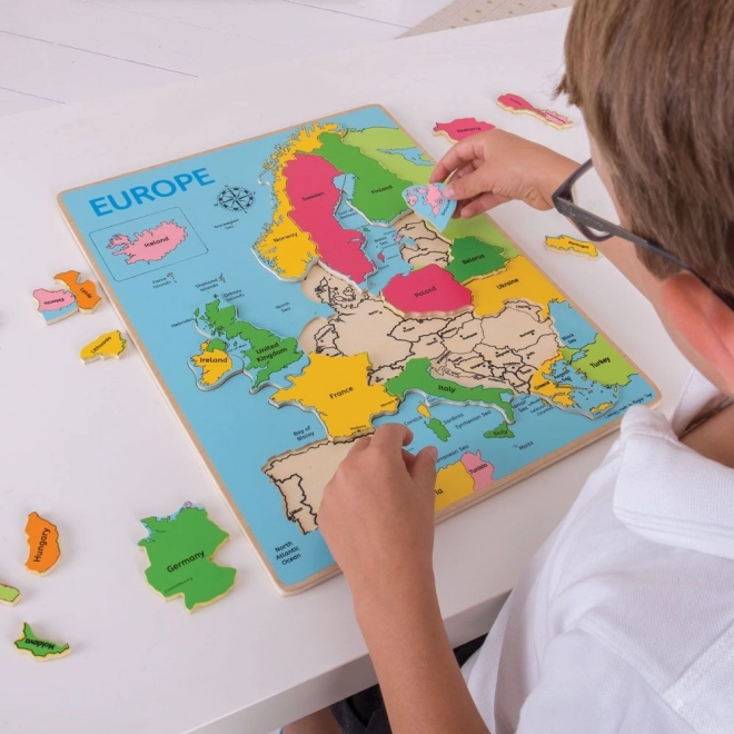 Bigjigs Toys Puzzle en bois carte de l'Europe 25 pièces