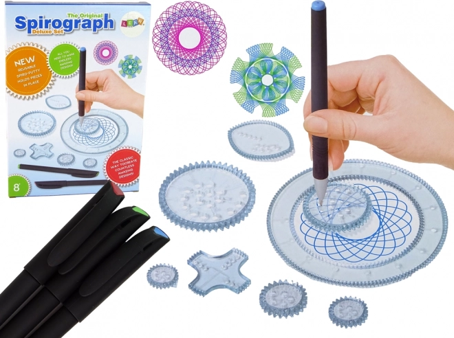 Spirographe éducatif avec feutres et pochoirs