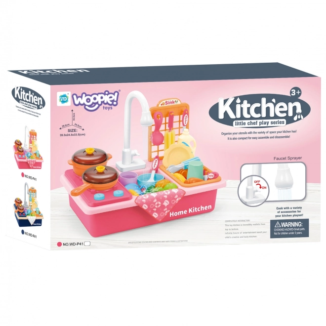 Woopie cuisine pour enfants avec évier rose