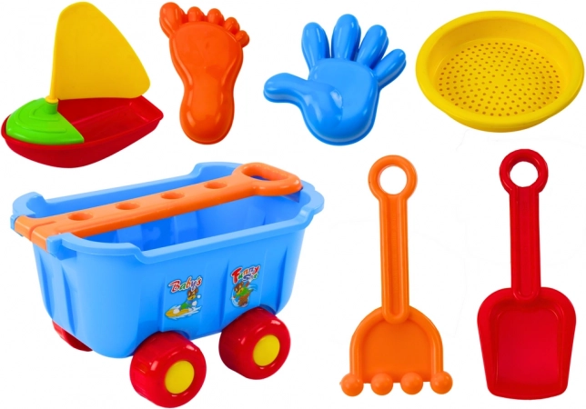 Ensemble coloré de jouets de sable avec chariot
