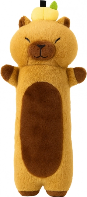 Capybara en peluche avec fruits oreiller longitudinal 45 cm