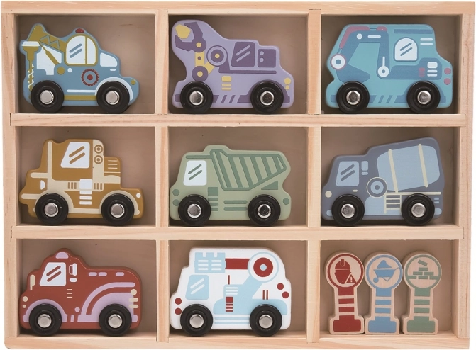 Set de petites voitures en bois avec étagère 2Kids Toys