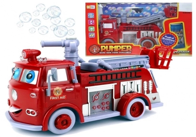 Camion de pompiers interactif avec bulles pour enfants
