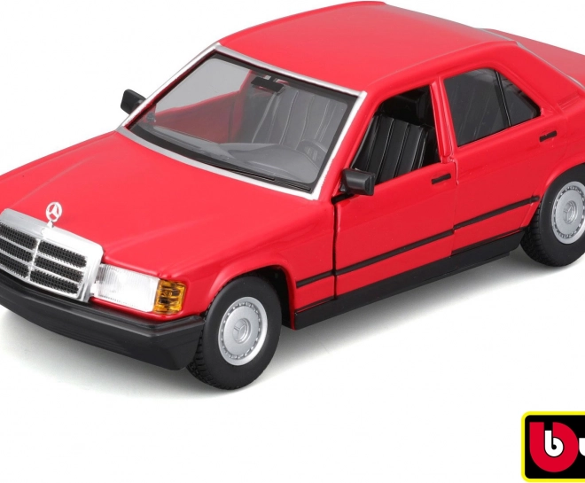 Modèle de voiture en métal Bburago 1:24 Plus 1987 Mercedes-Benz 190E rouge