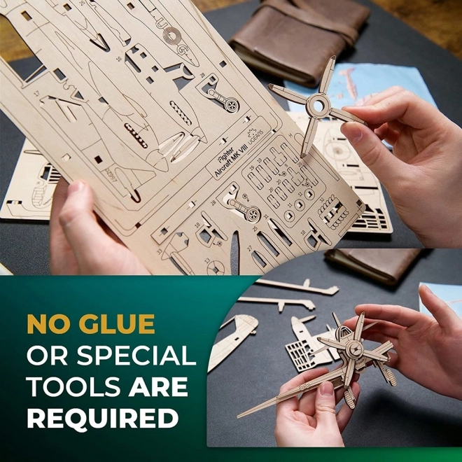 Ugears puzzle mécanique en bois Avion de chasse