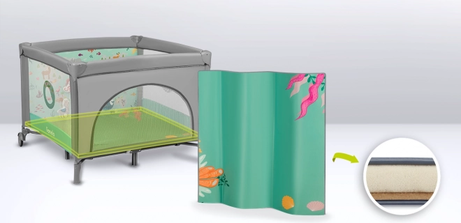 Parc pour enfants Lionelo Mille vert-gris