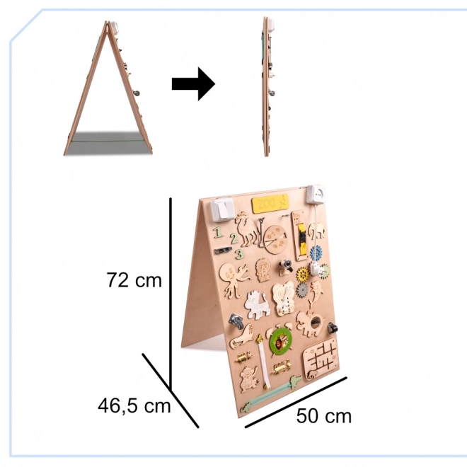 Tableau sensoriel en bois double face - ZOO