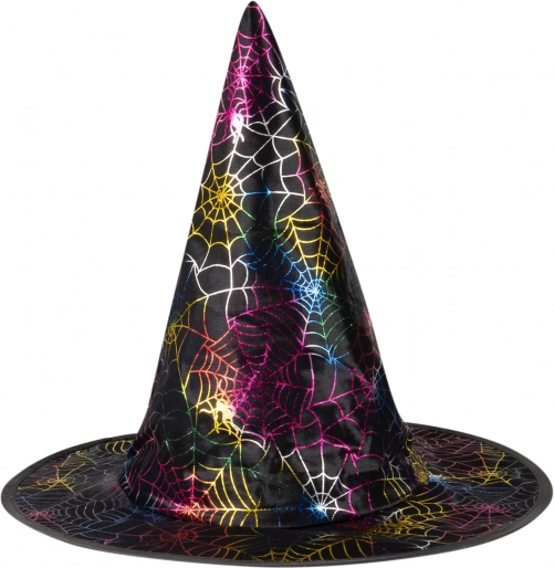 Chapeau de sorcière enfant avec toile d’araignée colorée