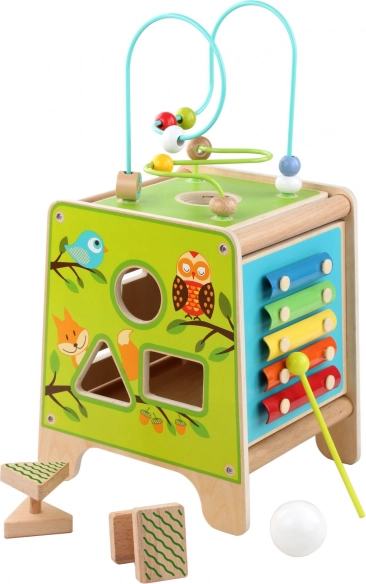 Cube d’activités en bois 5-en-1 avec xylophone LUCY & LEO